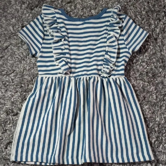 Kids Striped Blue Kids Dress with Ruffles Size 5 Girl - Picture 6 of 6